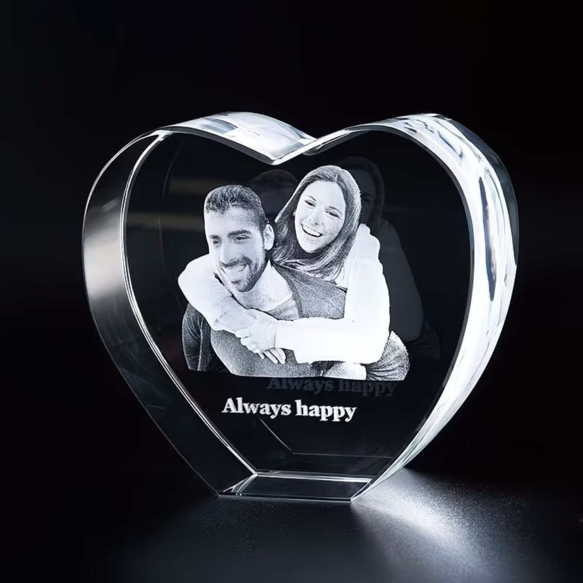 Heart-shaped 3D crystal photo