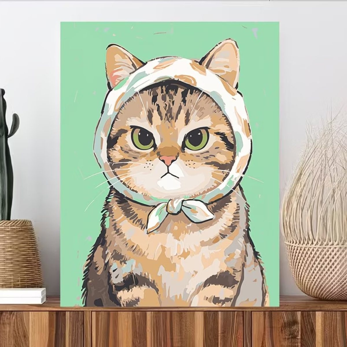 Finished pet portrait paint-by-numbers canvas